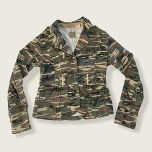 One Tuff Babe Camo Jacket Button Front S